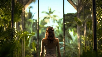 a woman standing in front of a window. Generative AI Art.