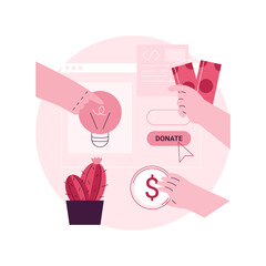 Poster - donation abstract concept vector illustration. donation website tab, support us, donate button, char