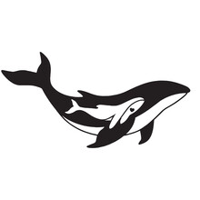 Big Whale, Whale And Baby Whale Linear Logo On Isolated White Background, Vector Illustration