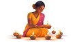 Lady with diwali diya for happy diwali, Generative ai