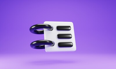 Poster - 3d rendering notepad icon isolated on purple background. 3d illustration