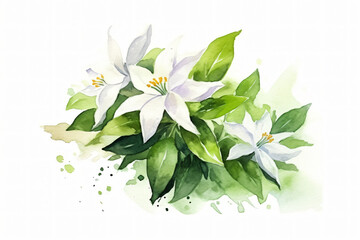 Sticker - Watercolor Flower Art Wallpaper. Ai generative