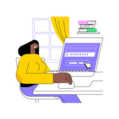 Poster - class access code isolated cartoon vector illustrations. young student joins online class with acces
