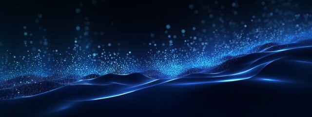 Aufkleber - Festive celebration holiday christmas, new year, new year's eve background banner template - Abstract glitter waves bokeh lights texture . dark blue. de-focused Generative AI