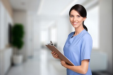 Poster - Healthcare concept, young woman doctor posing