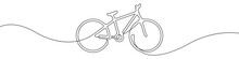 Bicycle Line Continuous Drawing Vector. One Line Bicycle Vector Background. Sports Bike Icon. Continuous Outline Of A Mountain Bike.