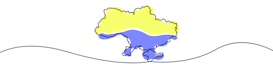 Poster - Map of Ukraine line continuous drawing vector. One line Map of Ukraine vector background. Map of Ukraine icon. Continuous outline of a Map of Ukraine.