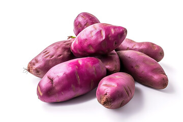 purple sweet potatoes isolated on a white studio background generative ai