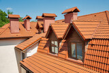 Fototapeta Konie - home with tiled modern orange roof