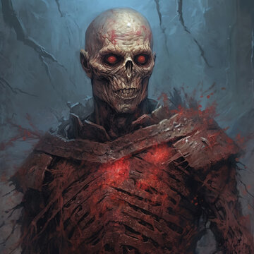 painting of an undead man, horror art, generative ai 