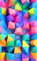 Colorful low poly triangular shapes geometric background with vibrant color tone.