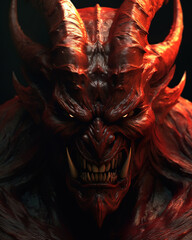 Wall Mural - devil close up, hell king character, generative ai 