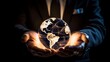 © Moritz - A businessman holds a global business globe, interconnected with a network, while focusing on digital marketing strategies and innovative solutions. Utilizing business development technology, this ind