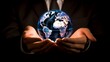 © Moritz - A businessman holds a global business globe, interconnected with a network, while focusing on digital marketing strategies and innovative solutions. Utilizing business development technology, this ind