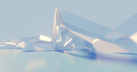 Aufkleber - Futuristic abstract background crystal building 3d render	