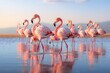 horizontal  photo group  pink flamingos on the salt lake generative ai