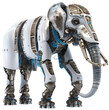 Robotic elephant as a mechanical cyber animal isolated on a white baclground, generative AI  technology