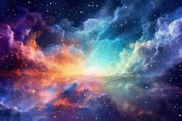 Wall Mural - horizontal photo planet space galaxy generative ai