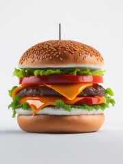 Canvas Print - A photo of a hamburger at white background