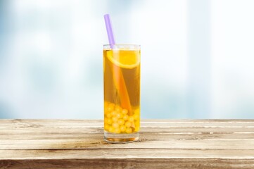 Wall Mural - Tasty fresh sweet iced tea in glass