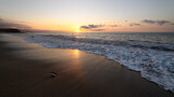 Fototapeta Morze - Sunset Beach Ocean Birds Inspirational Nature Landscape 