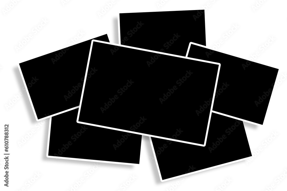6 Blank rectangle photo frames template design in a random layout. Used ...