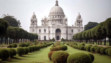 Poster - Basilica architecture symbolizes Christianity spirituality and famous travel destinations generated by AI