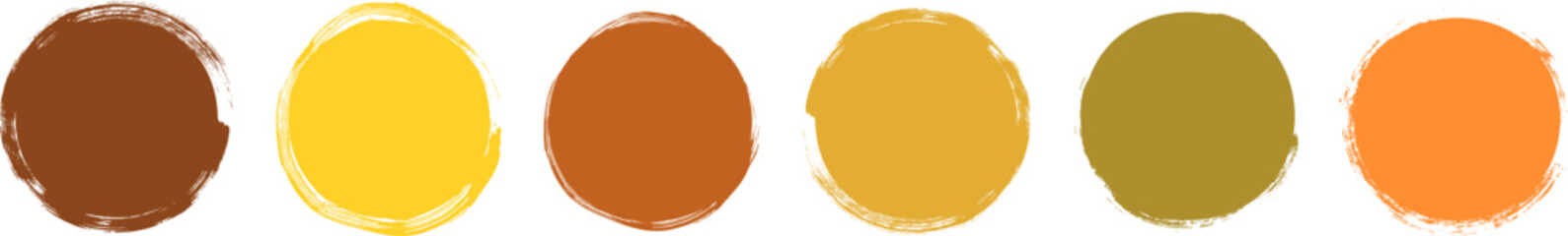 Fototapete - Vector set of round creative shapes in earthy brown, mustard, green and orange colors, abstract graphic design elements for package and product design.