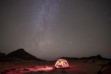 Wall Mural - Camping in the desert under the starry sky of Djanet.Algeria