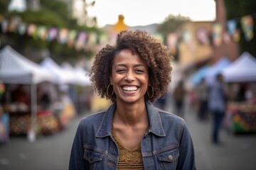 Portrait of a beautiful young african american woman at the market