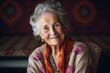 © Leon Waltz - Medium shot portrait photography of a grinning woman in her 80s that is wearing a chic cardigan against a wedding or romantic background .  Generative AI