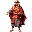 © Inca Merch - Generative AI Clipart of Indigenous Inca man, wearing simple robes Orange Robes High Class