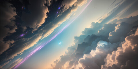 Wall Mural - galaxy filled with vibrant nebulae and celestial bodies. abstract illustration of a nebula. swirling