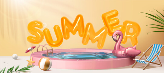 Sticker - Fancy pool party summer poster