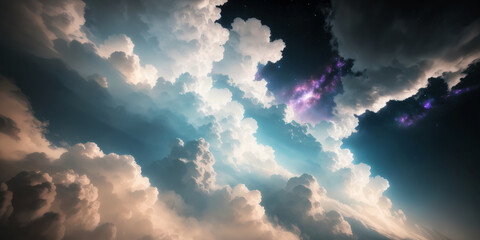 Wall Mural - galaxy filled with vibrant nebulae and celestial bodies. abstract illustration of a nebula. swirling