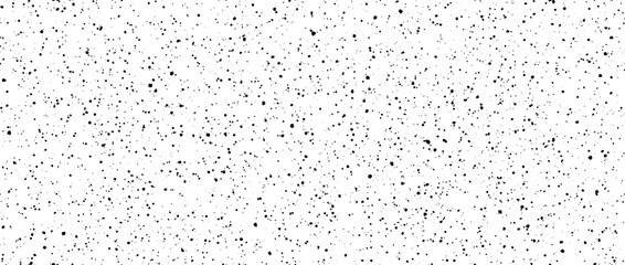 Seamless splashed dots pattern. Black noise grain repeating texture. Particles, splashes, drops, pieces, specks, speckles wallpaper. Random grunge grit background. Vector backdrop