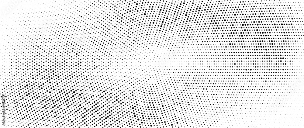 Radial halftone gradient background. Dotted concentric texture with ...