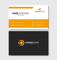 Wall Mural - Modern yellow and black business card design. Clean and creative business card template. Vector illustration