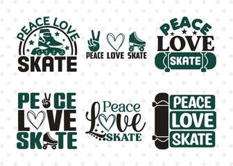 Wall Mural - Peace Love Skate SVG Bundle, Roller Derby svg, Roller Skates Svg, Skate Svg, Sports Svg, Roller Skates Quotes, ETC T00271