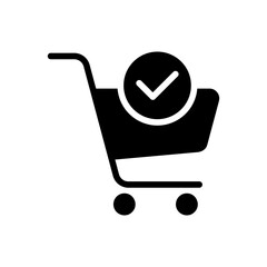 Sticker - Checkout glyph icon for commerce and shopping, check out, online shopping, checkmark, tick, purchase, cart logo