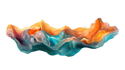 Wall Mural - glowing nebula in teal and orange abstract colorful shape, 3d render style, isolated on a transparent background