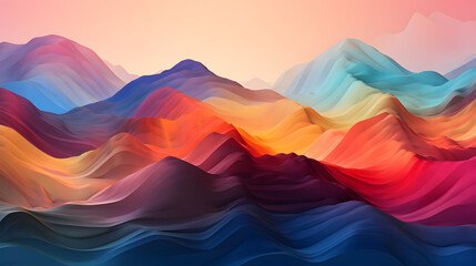 Wall Mural - Digital rainbow wavy mountains abstract graphic poster web page PPT background