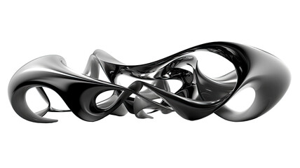 singularity in black and silver abstract colorful shape, 3d render style, isolated on a transparent background