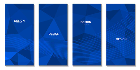 abstract brochureswith blue geometric background with triangles for business