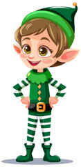 Wall Mural - Adorable Christmas Elf Cartoon Character