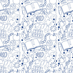 Wall Mural - science objects and icons seamless pattern
