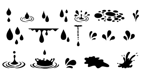 Set Of Water Drops And Splashes