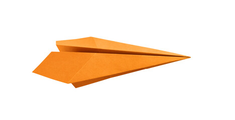 Wall Mural - orange paper plane origami isolated on a white background
