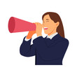 © mdpz art - vector illustration of a person shouting through a megaphone, loudspeaker