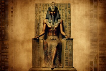 Image of an ancient Egyptian Pharoah on his throne. Generative AI